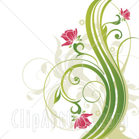 Flower Backgrounds on Of Pink Flowers Blooming On Curly Green Plants Over A White Background